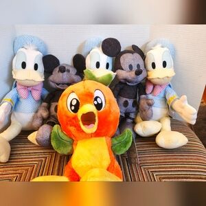 NWT Lot of 6 Disney Stuffed Animals Mickey Mouse Donald Duck Orange Bird New